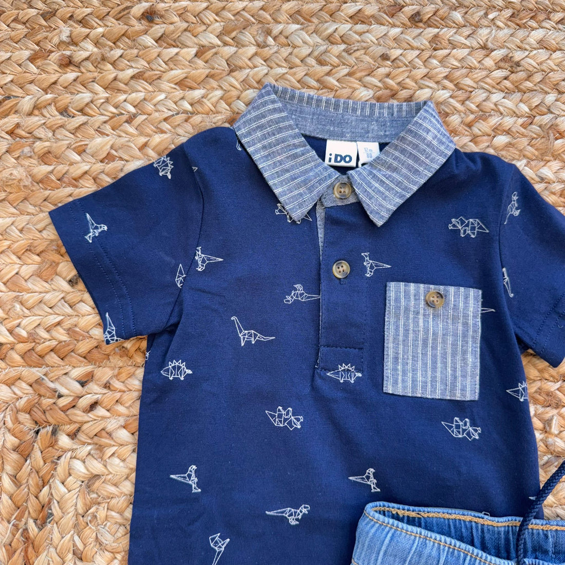 COMPLETO IDO POLO DINOSAURI E SHORTS DENIM