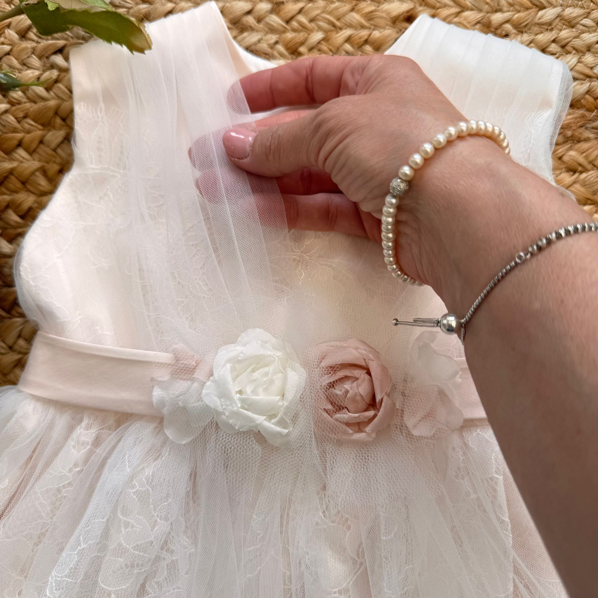 ABITO BATTESIMO BIMBA IN PIZZO E TULLE