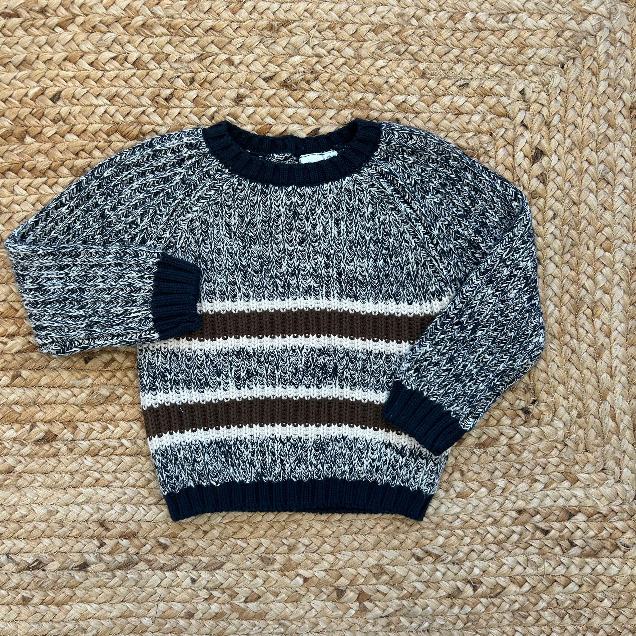 Maglioncino bimbo mélange blu e marrone