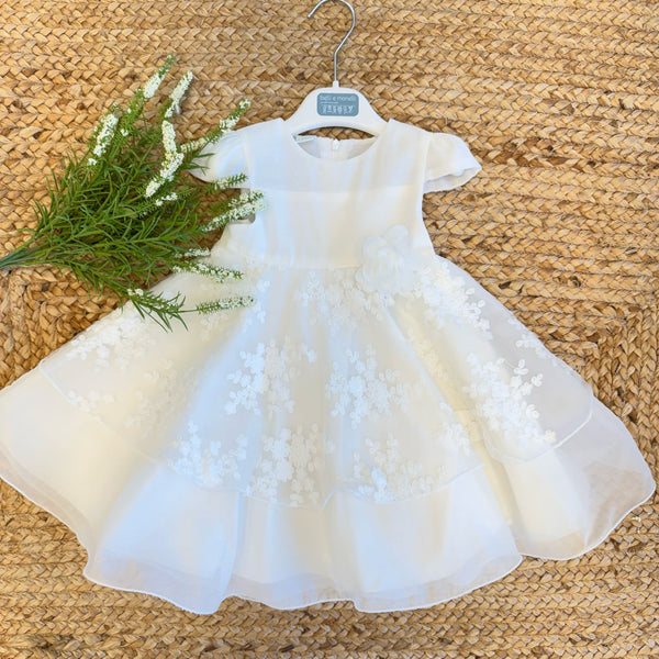 ABITO DA BATTESIMO IN ORGANZA CON BALZA RICAMATA-I-DO