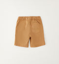 Completo bambino con polo fantasia in cotone e bermuda color sabbia stile casual chic.