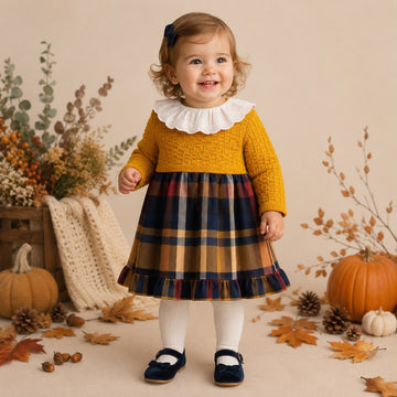 Retro abito bambina elegante con chiusura a bottoni