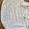 Uscita clinica neonata in pura lana panna con ricami rosa completa di copertina cappellino e scarpine