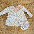 abitino bimba floreale con culotte e fiocco vichy