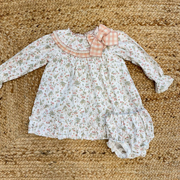 abitino bimba floreale con culotte e fiocco vichy