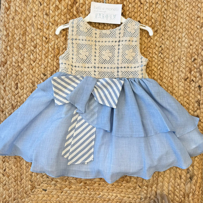 abito elegante bambina azzurro con macrame