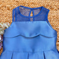 abito bambina elegante blu royal con corpetto strutturato e tulle