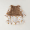 Abito bimba ecrù in cotone con fantasia floreale e gilet coordinato