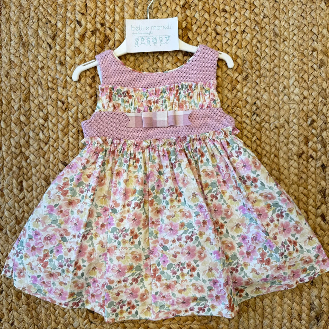 abito elegante bambina floreale con corpetto rosa