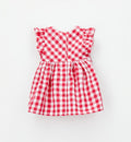 abito bambina elegante estivo quadri rossi retro con bottoni