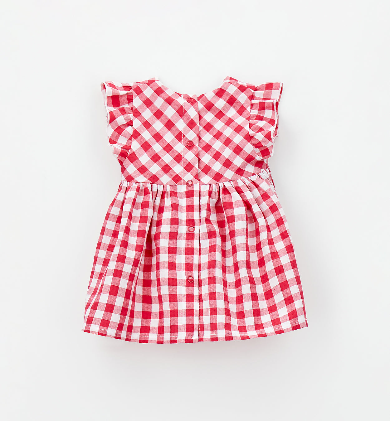 abito bambina elegante estivo quadri rossi retro con bottoni
