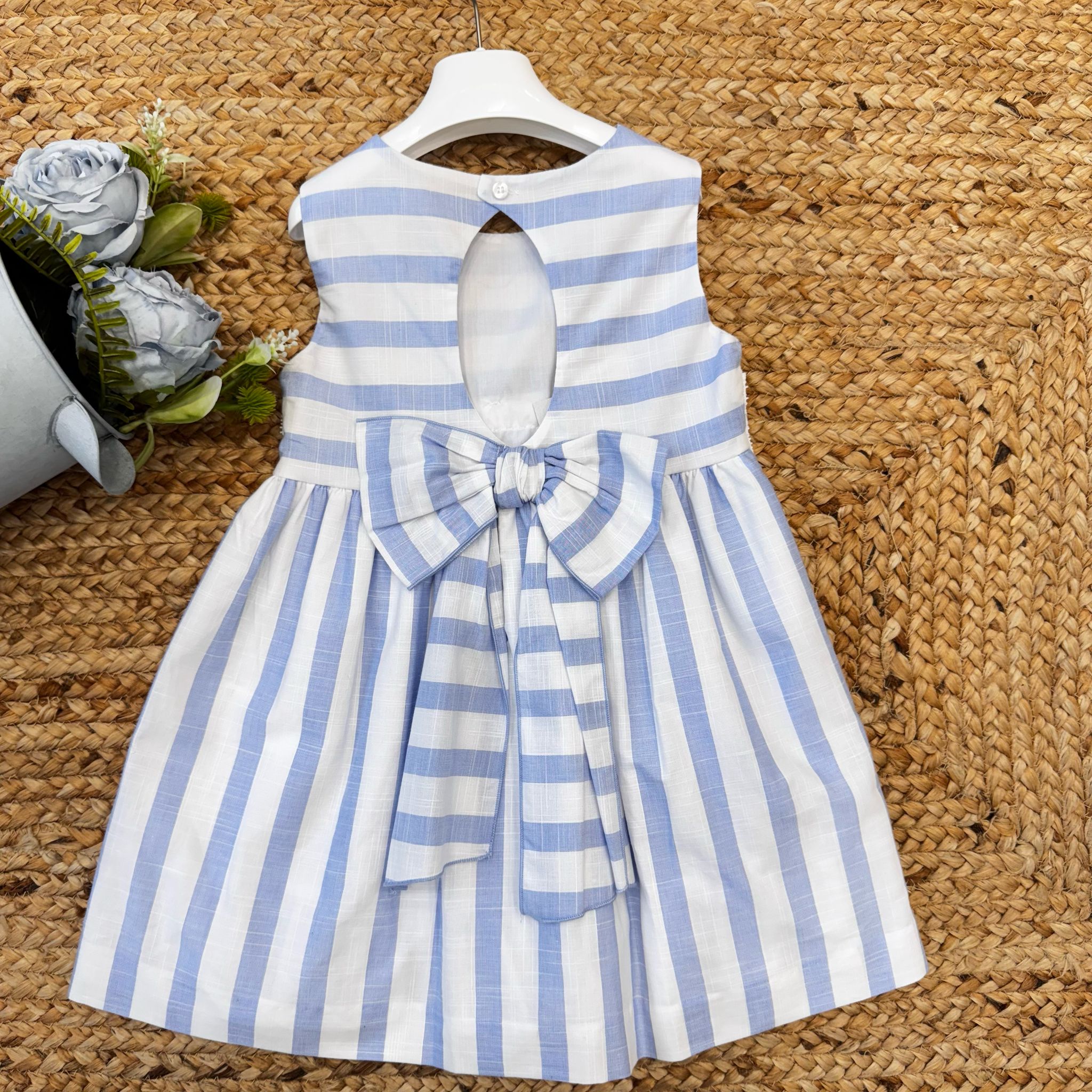 Retro abito bambina con apertura a goccia e grande fiocco