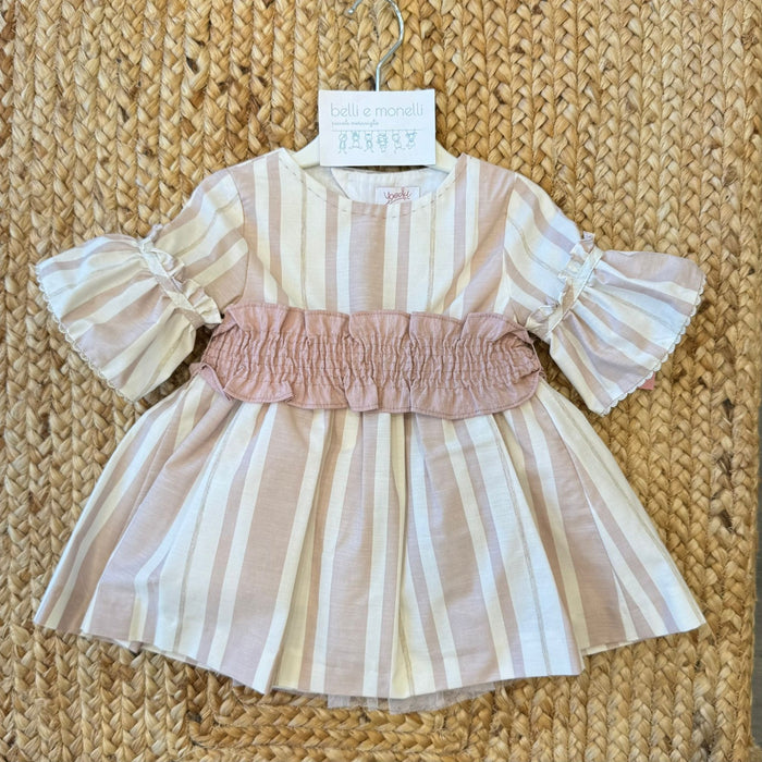 abito elegante bambina righe rosa e panna