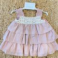 abito elegante bambina rosa antico con macramè