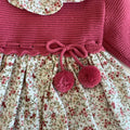 Abito bimba rosa lampone Sardon con fantasia microfiori e culotte coordinata