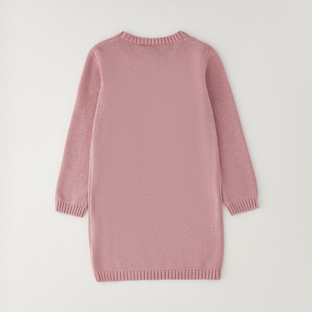 Abito bimba rosa in maglia a maniche lunghe con due orsetti applicati sul davanti
