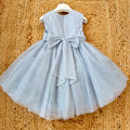 abito bambina tulle azzurro polvere vista frontale