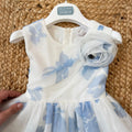 abito bambina tulle floreale azzurro vista frontale