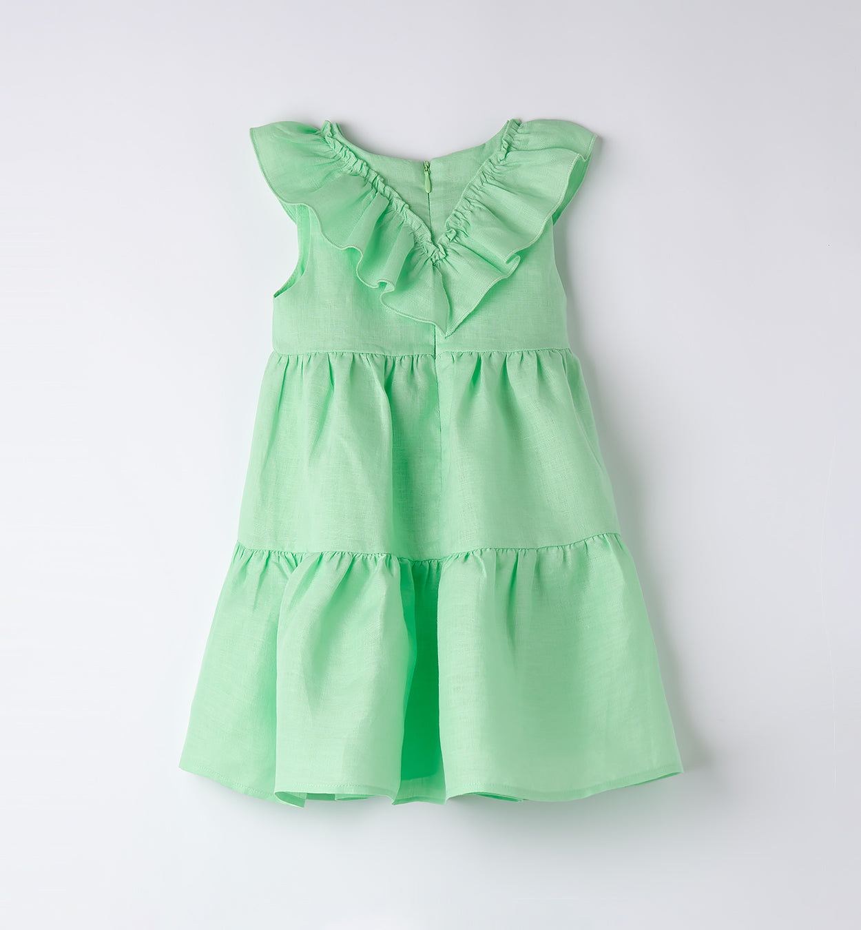 Retro abito verde menta con rouche su spalle

