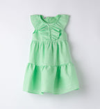 Retro abito verde menta con rouche su spalle


