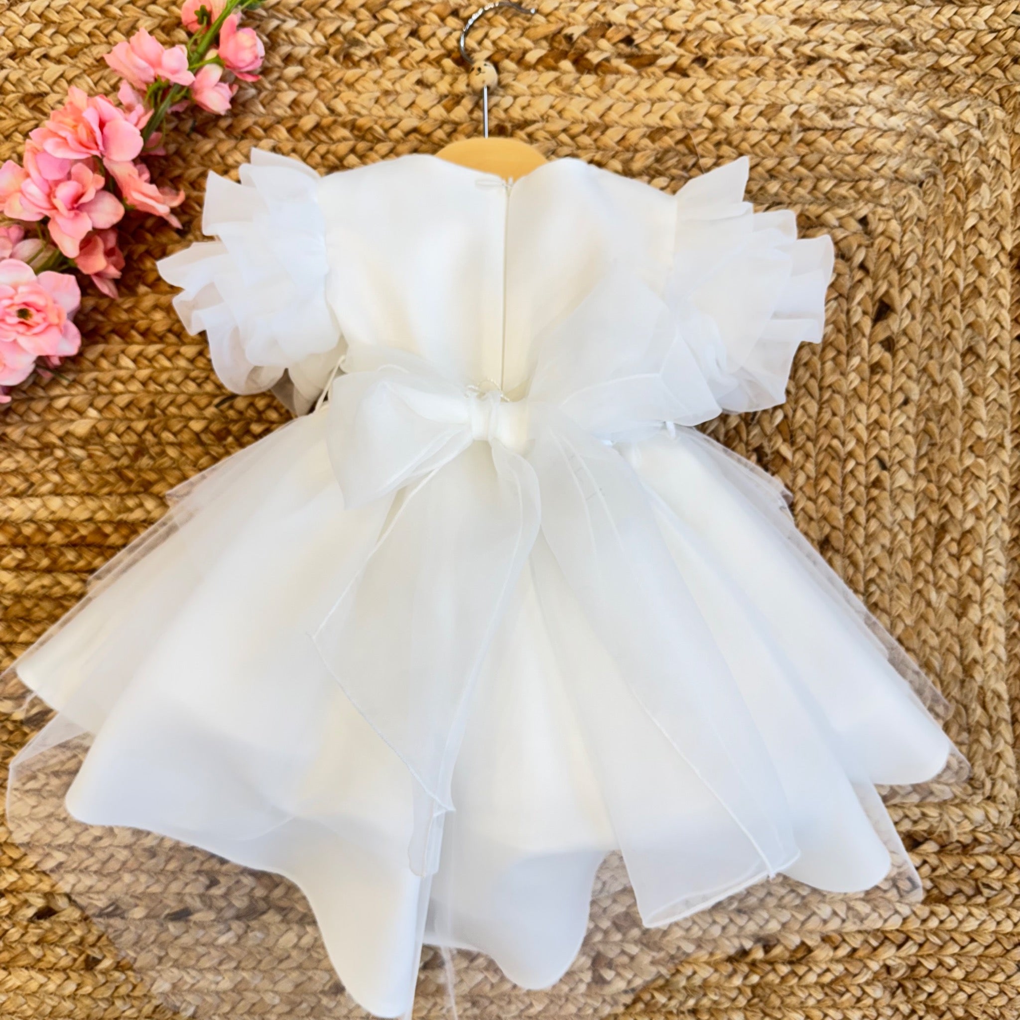 Fiocco posteriore in organza – abito cerimonia bambina battesimo
