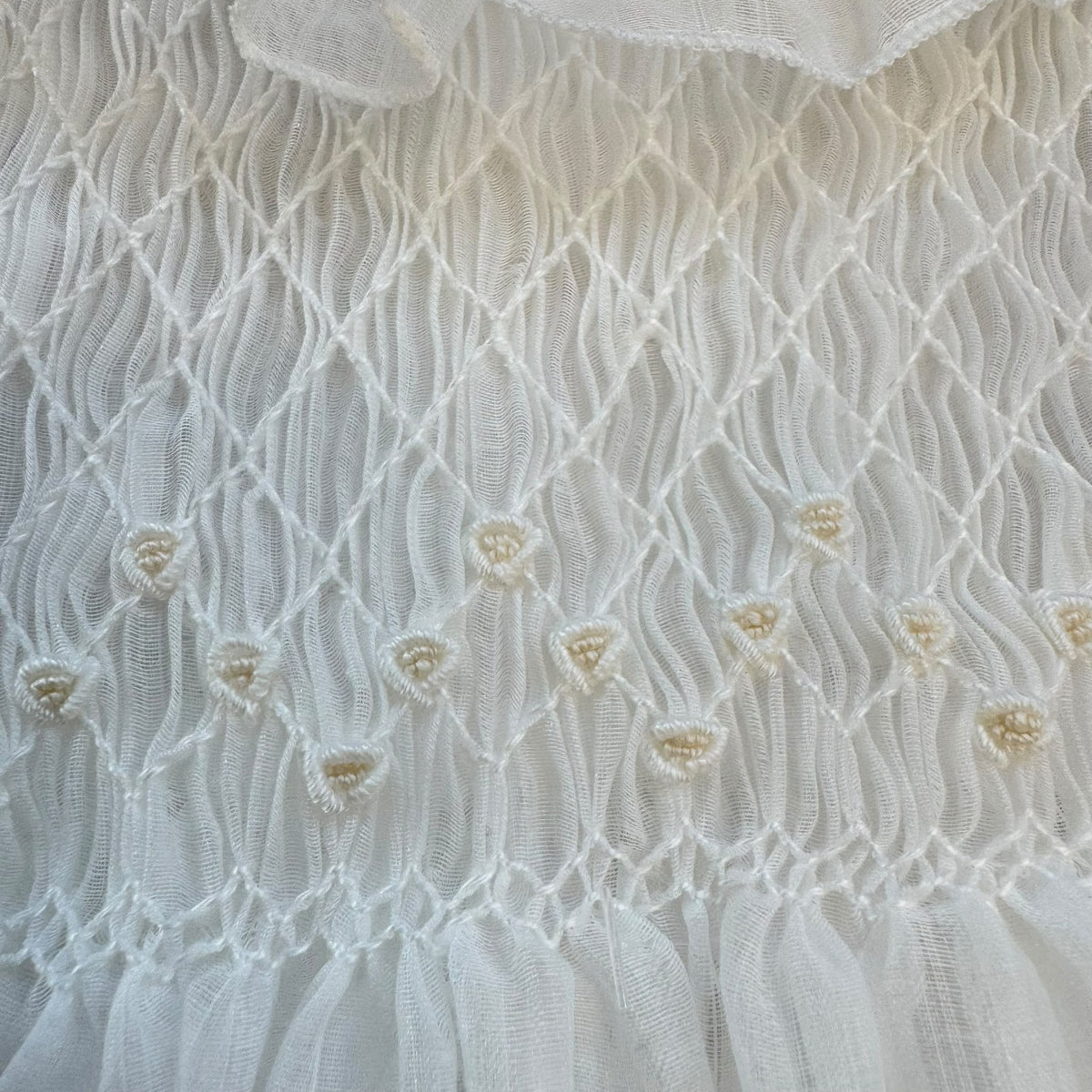 Abito battesimo bimba lungo bianco avorio con smock