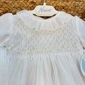 Abito battesimo bimba lungo bianco avorio con smock