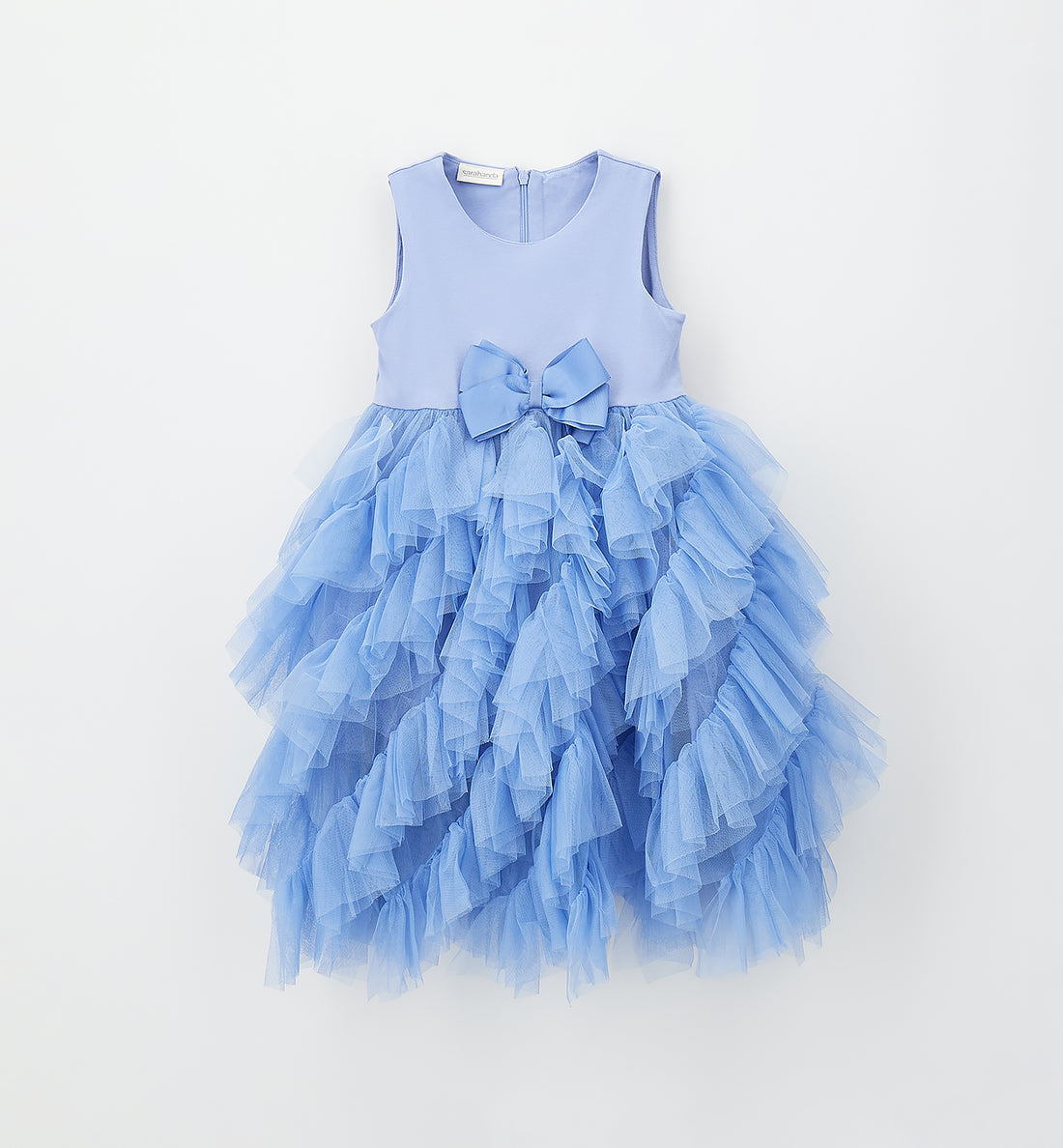 abito bimba elegante azzurro con gonna tulle voluminoso