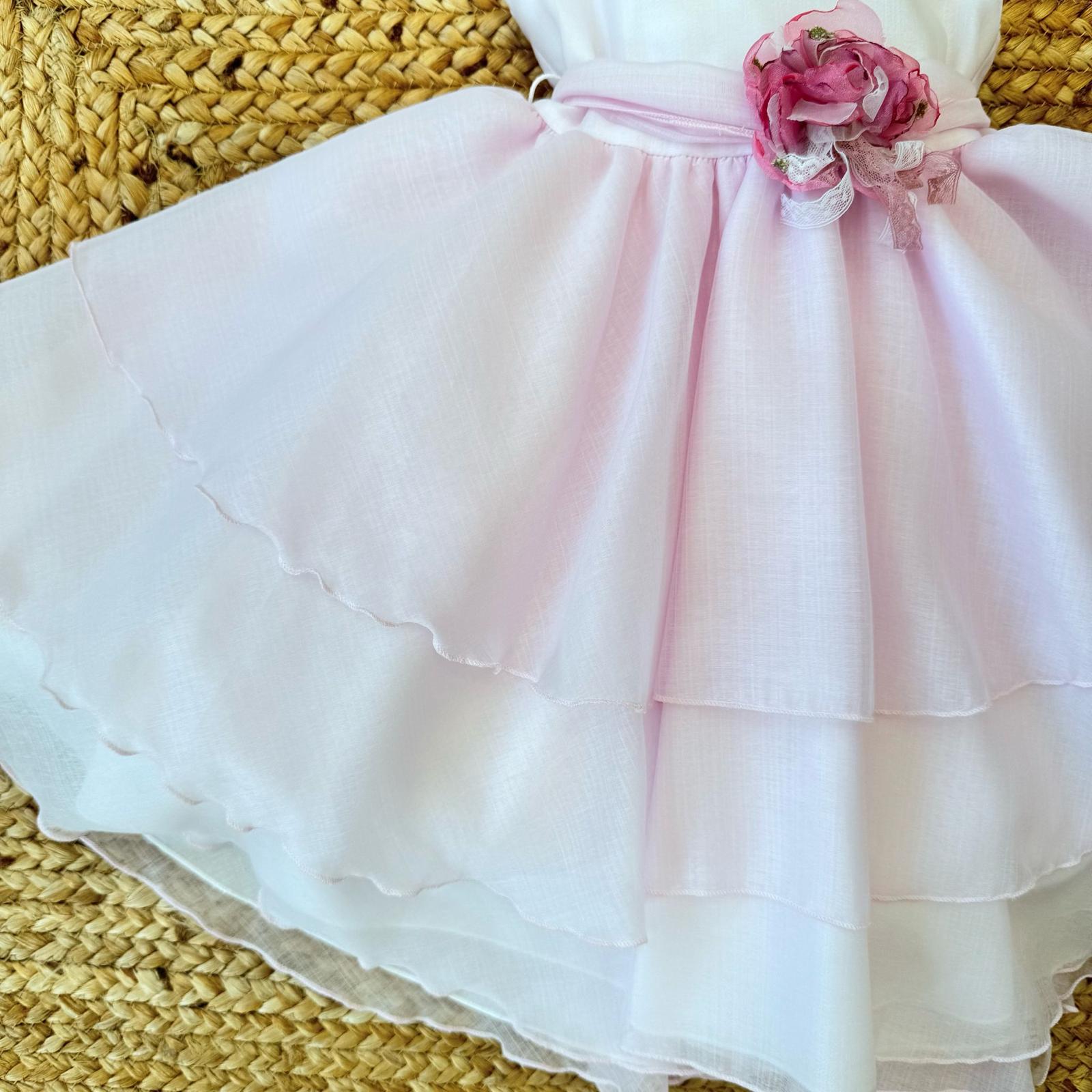 Abito bambina bianco e rosa per eventi speciali