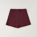 Completo bimba con maglioncino beige con fiocchi bordeaux e pantaloncino bordeaux
