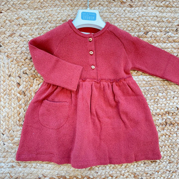 Abito bimba color mattone in caldo cotone con taschina frontale