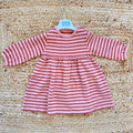 Abito bimba in 100% cotone felpato a righe rosa e mattone