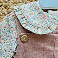 Abito bimba rosa con camicia floreale in cotone e tasche frontali