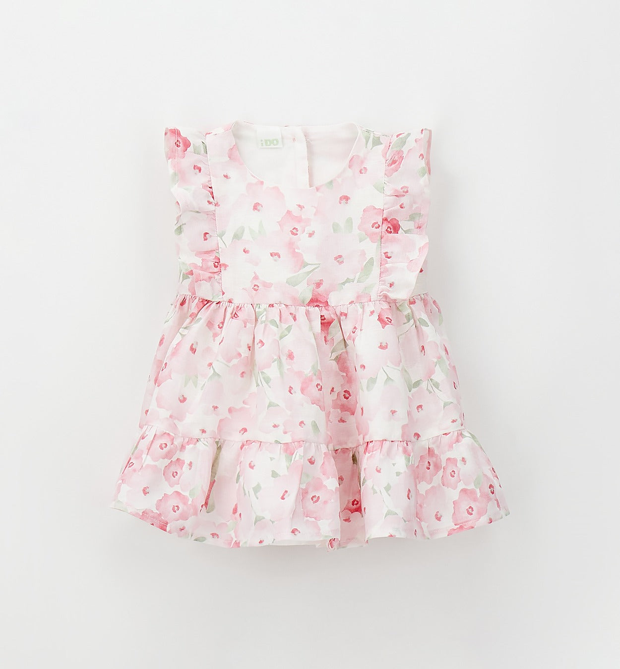 abito bimba floreale rosa elegante con ruches estivo