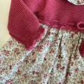 Abito bimba rosa lampone Sardon con fantasia microfiori e culotte coordinata