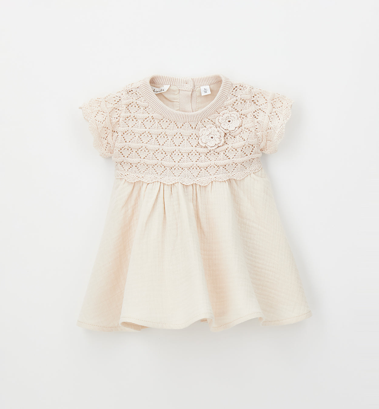 abito bimba rosa nude elegante cotone con pizzo