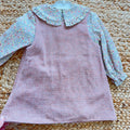 Abito bimba rosa con camicia floreale in cotone e tasche frontali