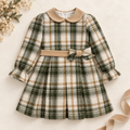 Abito bimba tartan verde con fiocco, foto 1