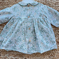 Abito bimba floreale verde Sardon in 100% cotone con punto smock