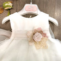 abito bimba, abito battesimo, organza, doppia balza, cintura in organza rosa, fiore realizzato a mano, moda bimba, vestiti cerimonia, abiti eleganti.