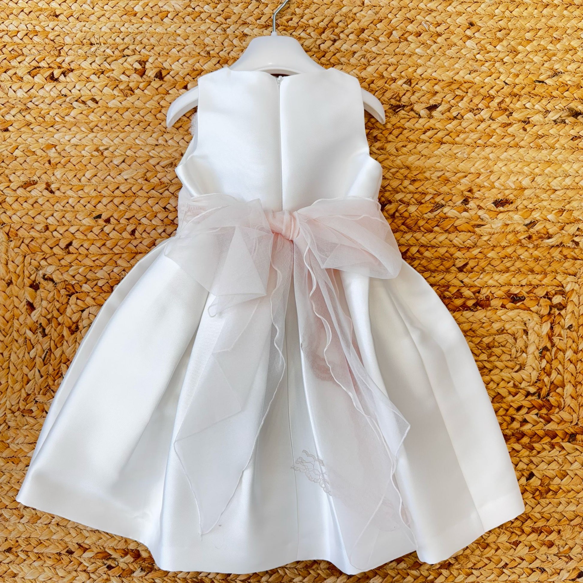 Vestito da cerimonia bambina con fiocco in tulle sul retro