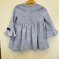 Abito elegante bimba in tweed azzurro con fiocchi in velluto blu