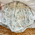 Abito bimba floreale verde Sardon in 100% cotone con punto smock