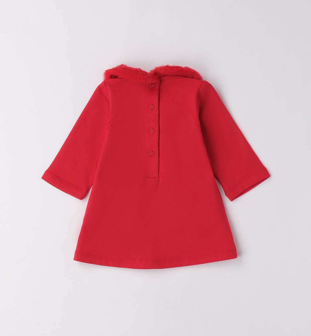 abito rosso neonata retro con bottoncini