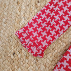 Abito Pied de Poule Rosso con Gonna a Pieghe