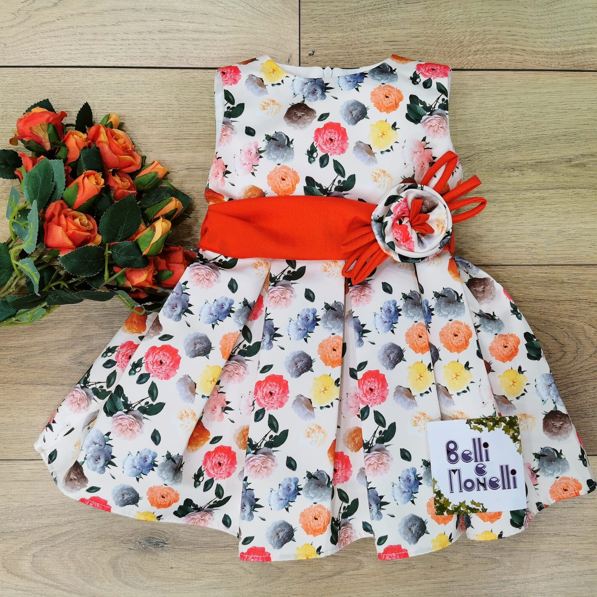 Abito In Mikado Stampa Floreale, Sottogonna In Tulle