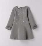 abito bambina elegante bianco con perle e punti luce