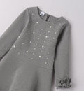 abito bambina elegante grigio con perle e dettagli luminosi