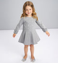 abito bambina elegante grigio retro con maniche lunghe