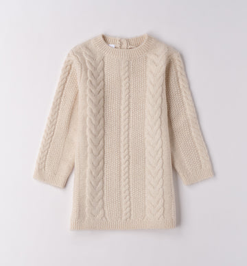 abito bambina trecce panna fronte in caldo cotone